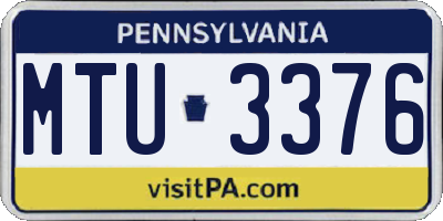 PA license plate MTU3376