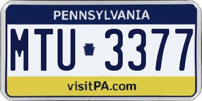 PA license plate MTU3377