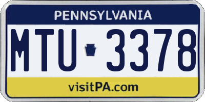 PA license plate MTU3378