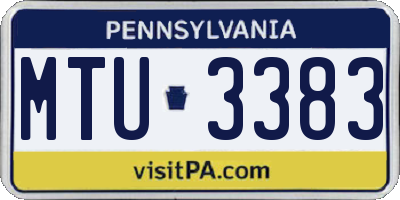 PA license plate MTU3383