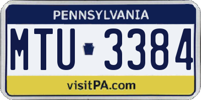 PA license plate MTU3384