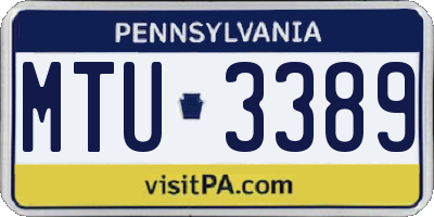 PA license plate MTU3389