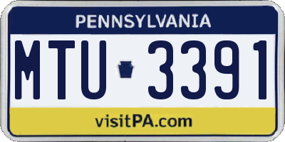 PA license plate MTU3391