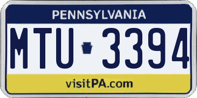 PA license plate MTU3394