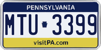 PA license plate MTU3399