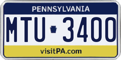 PA license plate MTU3400