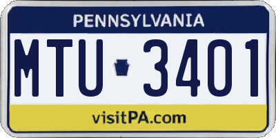 PA license plate MTU3401