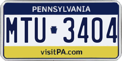 PA license plate MTU3404