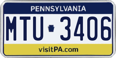 PA license plate MTU3406