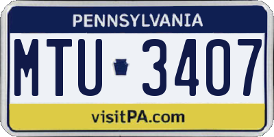 PA license plate MTU3407