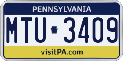 PA license plate MTU3409