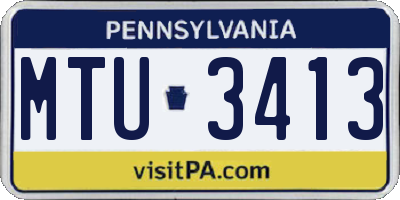 PA license plate MTU3413