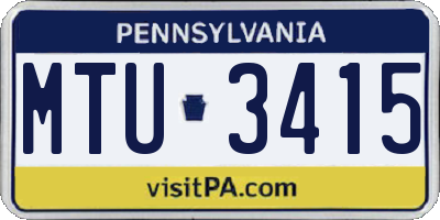 PA license plate MTU3415