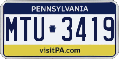 PA license plate MTU3419