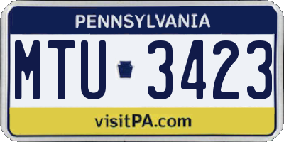 PA license plate MTU3423