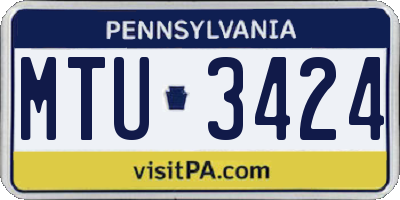 PA license plate MTU3424