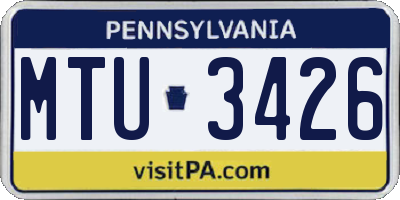 PA license plate MTU3426