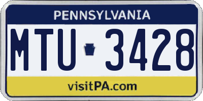 PA license plate MTU3428