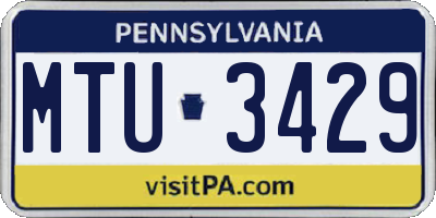 PA license plate MTU3429