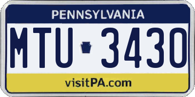 PA license plate MTU3430