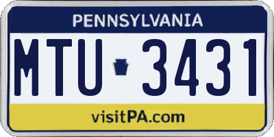 PA license plate MTU3431