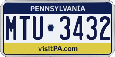 PA license plate MTU3432