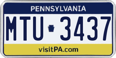 PA license plate MTU3437
