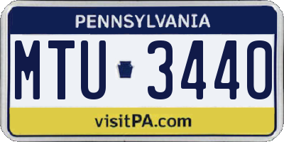 PA license plate MTU3440