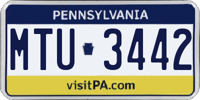 PA license plate MTU3442