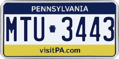 PA license plate MTU3443