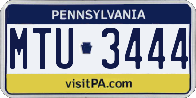 PA license plate MTU3444