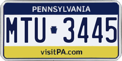 PA license plate MTU3445