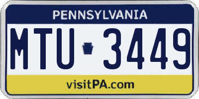 PA license plate MTU3449