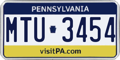 PA license plate MTU3454