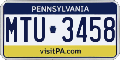 PA license plate MTU3458
