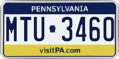 PA license plate MTU3460