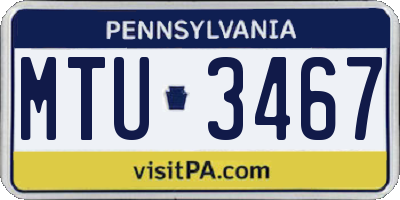 PA license plate MTU3467