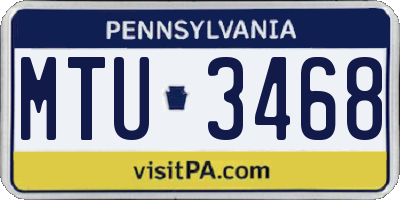 PA license plate MTU3468