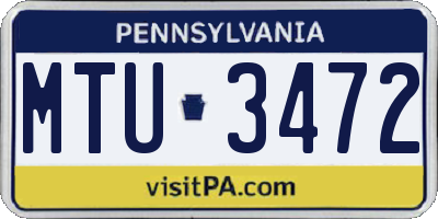 PA license plate MTU3472