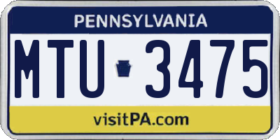 PA license plate MTU3475