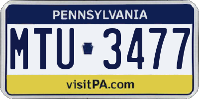 PA license plate MTU3477