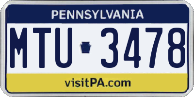 PA license plate MTU3478