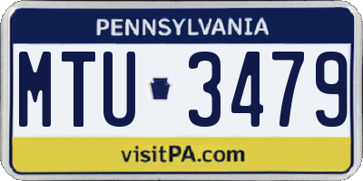 PA license plate MTU3479