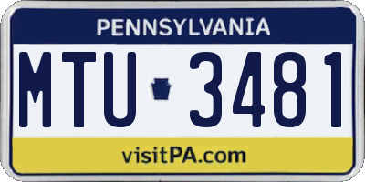 PA license plate MTU3481