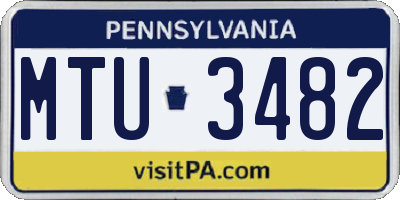 PA license plate MTU3482