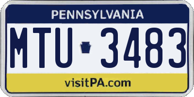 PA license plate MTU3483