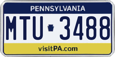 PA license plate MTU3488