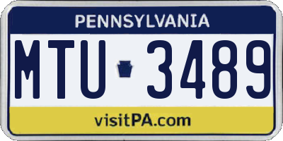 PA license plate MTU3489