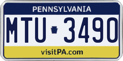 PA license plate MTU3490