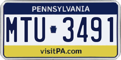 PA license plate MTU3491